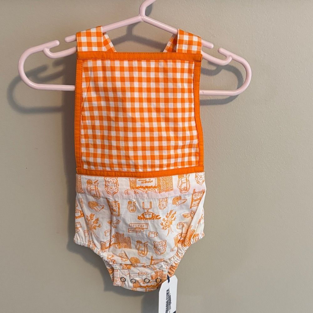 NEW Auburn tigers Orange Checkered Romper size 6 months